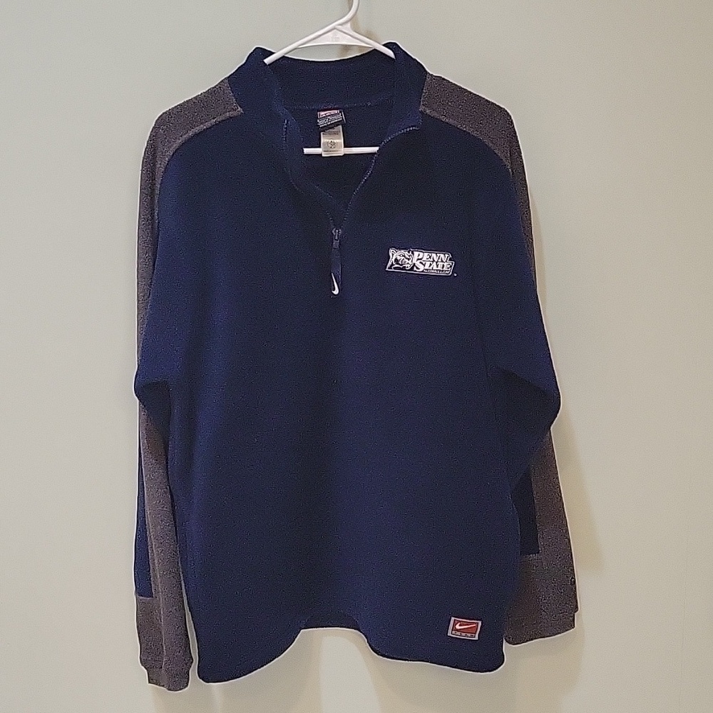 NIKE Penn State blue & gray fleece sweatshirt.  Zipper neck. Youth XL